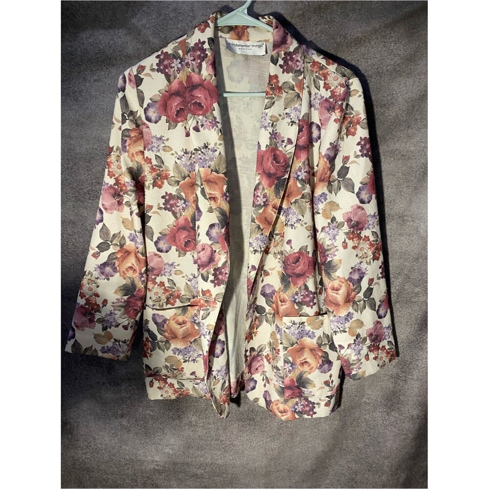 Fundamental Things Petites Vintage Floral Blazer Jacket PM M Medium Cottagecore